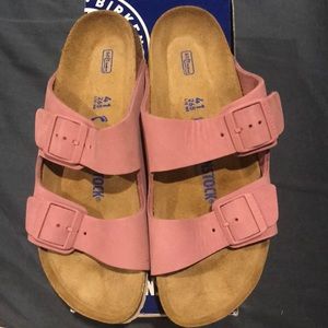 Birkenstock Arizona Orchid pink leather, soft footbed, size 10/10.5 (40) narrow.